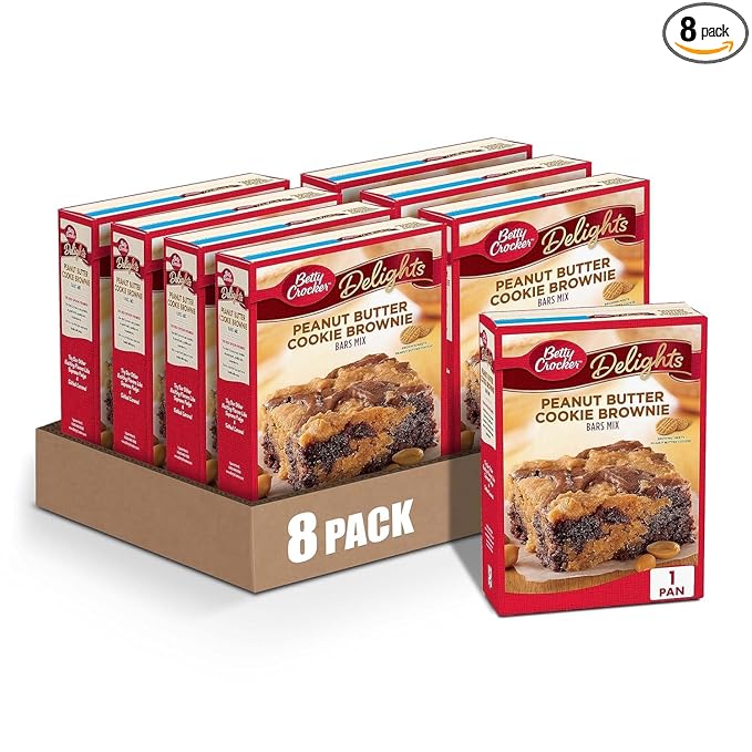 Betty Crocker Delights Peanut Butter Cookie Brownie Bar Mix 17.2 oz. (Pack of 8)