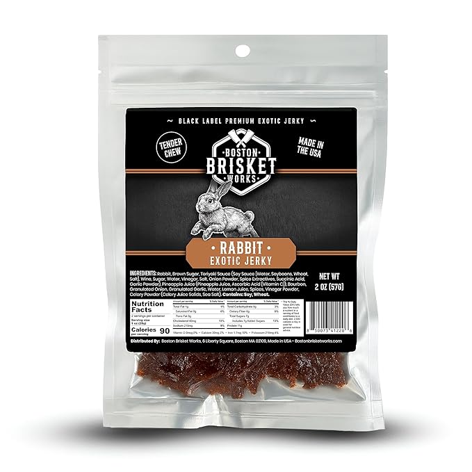 RABBIT JERKY - Premium Small Game Meat - Bushcraft &amp Survival Snack - Unique Hunter Gift for Brother Him - Exotic Food Present