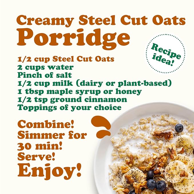 Food to Live Organic Steel Cut Oats 6 Pounds — 100% Whole Grain Irish Oats Quick Cooking Oatmeal Non-GMO Cereal Non-Irradiated Vegan Bulk Product of the USA