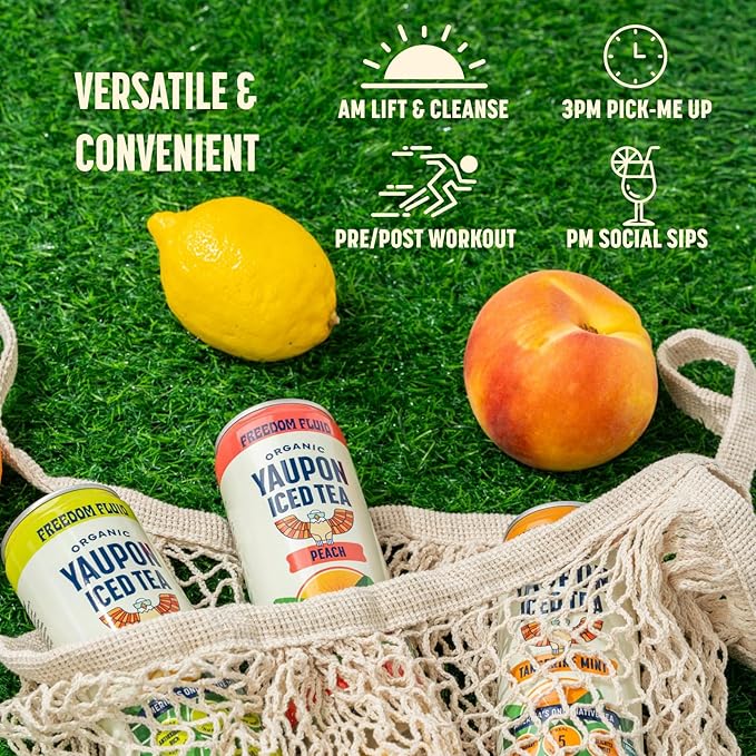 Freedom Fluid Organic Yaupon Iced Tea – Refreshing Lemon | Perfect Fall Beverage | Lightly Sweetened Low Sugar Low Calories Real Brewed Tea Clean Ingredients Antioxidant Rich Natural Caffeine |