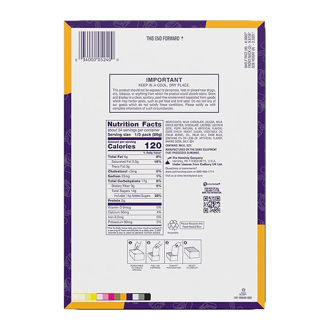 CADBURY CARAMELLO Milk Chocolate Caramel King Size Candy Bars 2.7 oz (18 Count)