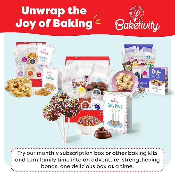 Baketivity DIY Cake Pop Baking Kit for Kids - Premeasured Ingredients Decorating Supplies
