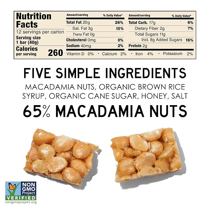 South 40 Snacks Macadamia Nut Bar 12 Count 1.4 Ounce