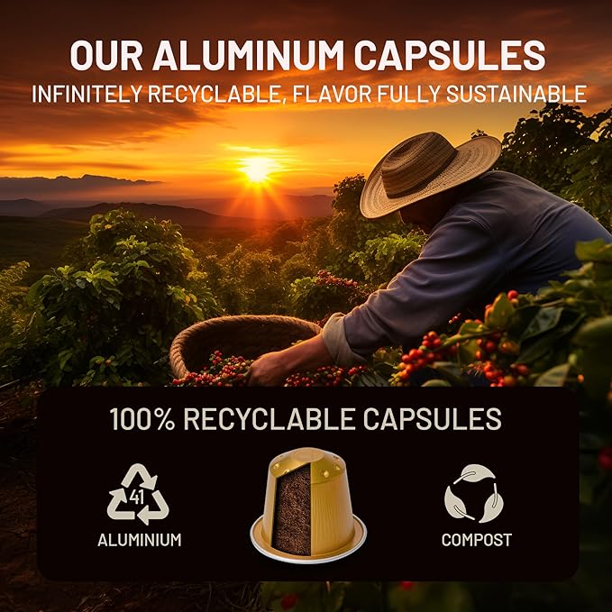 ESPRESSORO 100 USDA Organic Espresso Pods - FORTE Aluminum Capsule Compatible with Nespresso Original Lines Machines. Intensity 12 Premium Italian Expresso Coffee Capsules