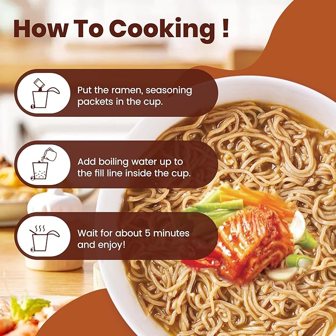 Hethstia High Protein (26g) Ramen Cup Noodles Spicy Kimchi Flavor 6 Count Plant Based Vegan Noodle Soup Non Fried Low Sugar Low Fat Ready to Eat Healthy Asian Meal &amp Holiday Gift