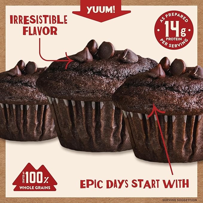 Kodiak Cakes Power Bake Muffin Mix Double Dark Chocolate 14 Ounce (Pack of 6)