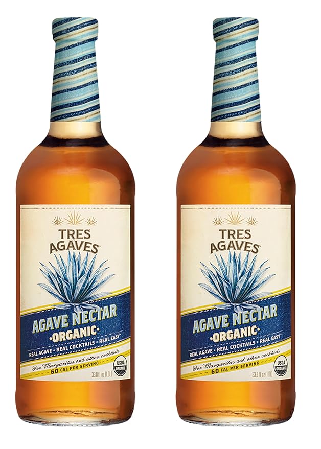 Tres Agaves Organic Agave Nectar – Cocktail-Ready Sweetener from Blue Agave – Only 60 Calories per Serving – Vegan Non-GMO Gluten-Free – 750mL Bottle (Nectar 2 Pack)