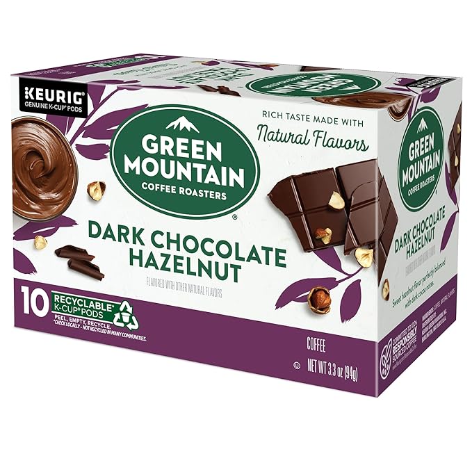 Green Mountain Coffee Roasters Dark Chocolate Hazelnut Coffee Keurig Single Serve K-Cup Pods 10 Count