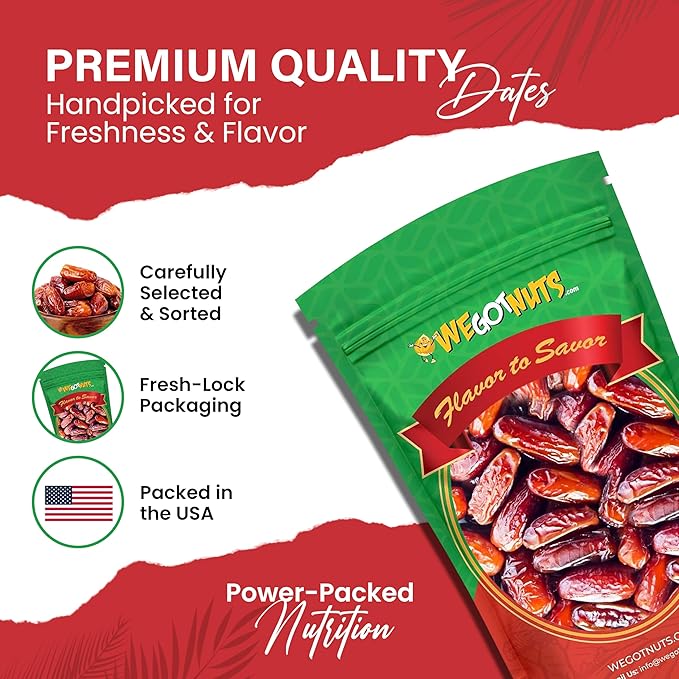 We Got Nuts 4 Pounds Of Dates Pitted (64oz) No Added Sugar Non GMO Kosher CertifiedHealthy Snack for Kids &amp Adults