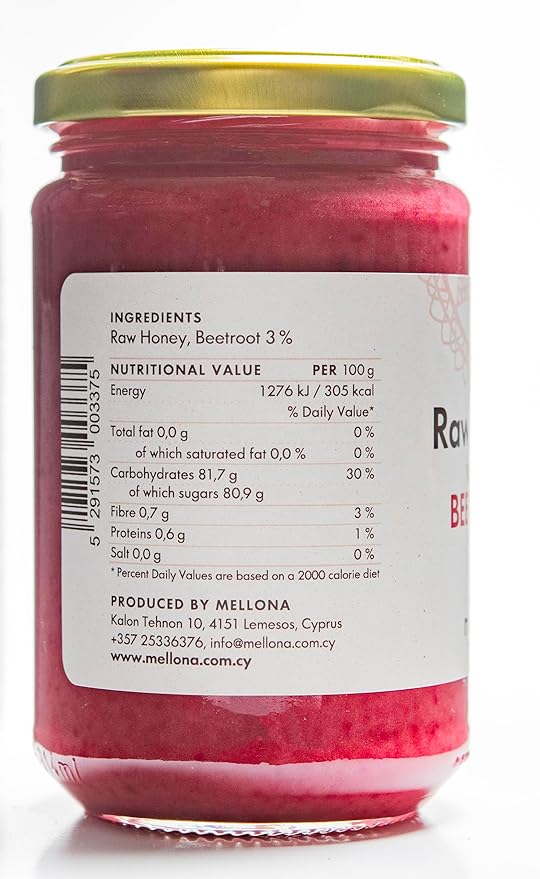 Mellona 100% Raw Honey with Beetroot raw honey Pure Natural Unpasteurized Superfood – raw unfiltered honey Creamy Texture No Additives or Preservatives – 400g