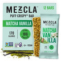 Mezcla Puff-Crispy Plant Based Protein Bars - Matcha Vanilla - Healthy Snacks for Adults &amp Matcha Latte Fans - Best School Travel Office Snacks - Gluten Free Vegan Non GMO 10g Protein - 12 Co