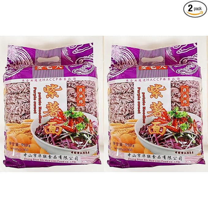 Purple Sweet Potato NoodlesDried Noodles Non-Fried Asian Style 31.74 oz (900g) Pack of 2