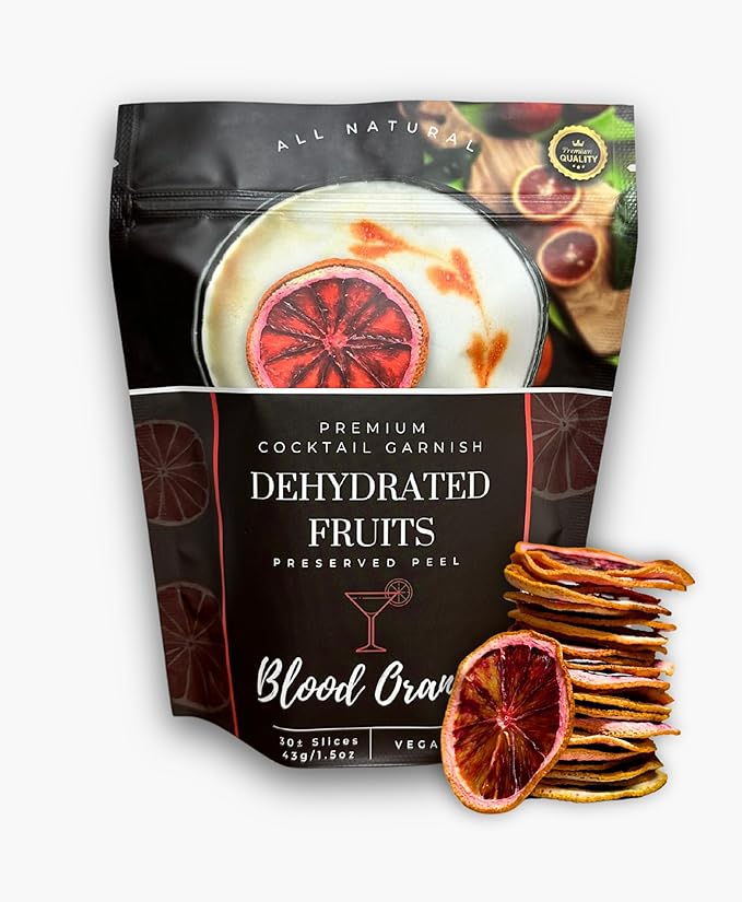 Dried Blood-Orange Slices | 30± Slices | Preserved Peel - Premium DRIED FRUITS for Cocktail Garnishes for Bars &amp restaurants. Cocktail accessories - fruit garnish.