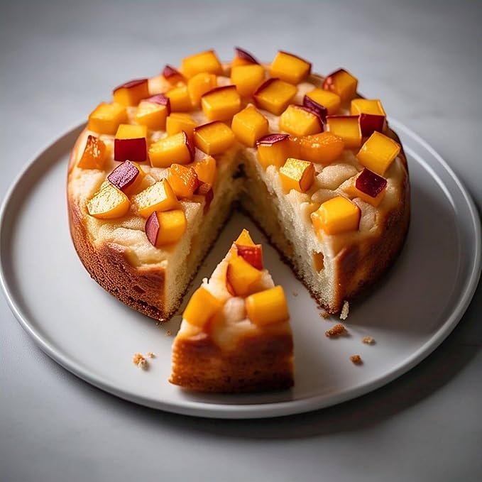 ANDY ANAND CHOCOLATIER Sugar-Free Peach Cake 2 lbs | Juicy &amp Moist Dessert Made with Real Peach Fruit Fluffy Texture &amp Homemade-Style Baking | Diabetic-Friendly Gourmet Cake