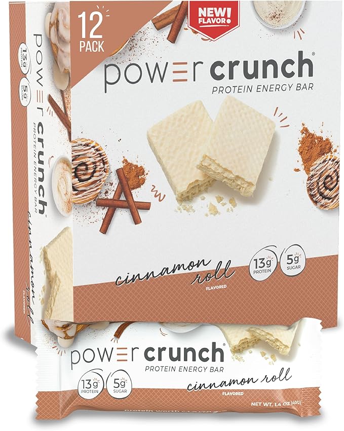 Power Crunch Protein Wafer Bars High Protein Snacks Chocolate Mint (12 Count) and Cinnamon Roll (12 Count)