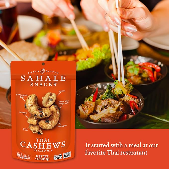 Sahale Snacks Thai Cashews Glazed Mix 4 Ounces (Pack of 6)