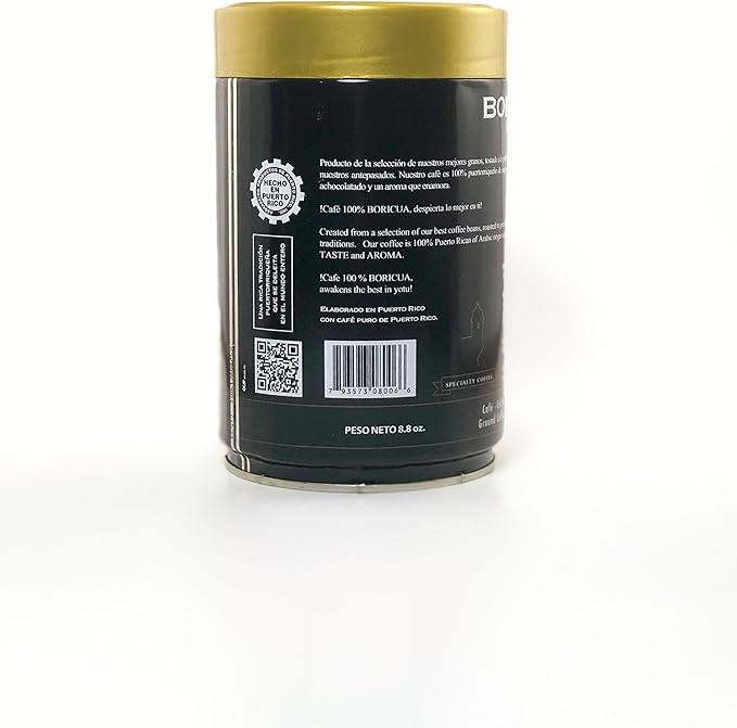 Boricua Specialty Coffee Cafe Premium Ground Coffee Net Wt. 8.8 oz Can-Package