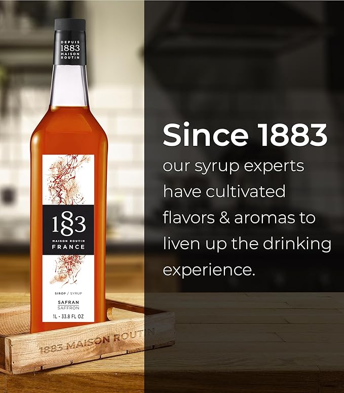 1883 Saffron Syrup for Drinks Made in France 1 Liter Glass Bottle