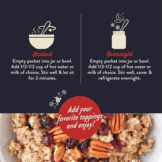 Wella Cereal Oatmeal Alternative Gluten-Free Breakfast Hot Cereal Grain-Free Paleo Organic Vegan High Protein Superfood Plant-Based Non-GMO Low in Net Carbs Single-Serve Packets Cranberry Pecan