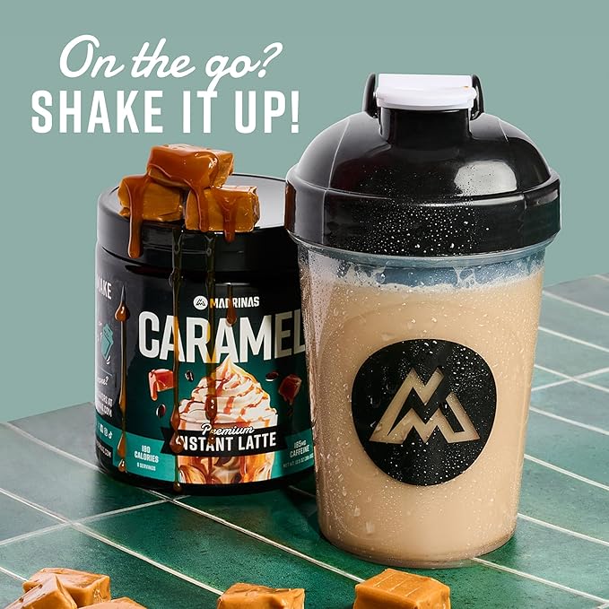Premium All-Natural Caramel Flavored Instant Coffee Cold Brew Latte Mix - 8 Servings - High Caffeine Rich &amp Flavorful Gluten-Free Convenient | MADRINAS