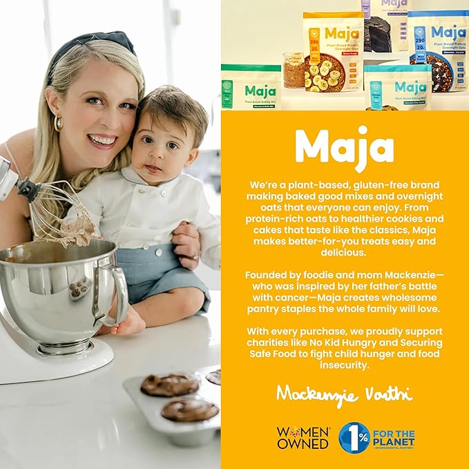 Maja Banana Bread Overnight Protein Oats 2.4 oz Single-Serve (6 Pouches) | High Protein Overnight Oats Gluten Free Plant-Based | Certified Organic | Just Add Milk or Plant Milk