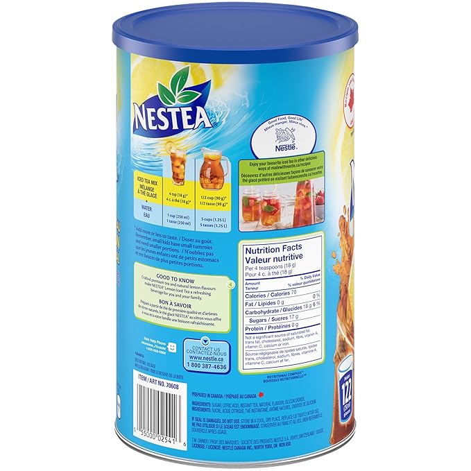 Nestea Original Canadian Lemon Iced Tea Mix Jumbo Can 2.2 Kilogram 122 Servings Imported from Canada