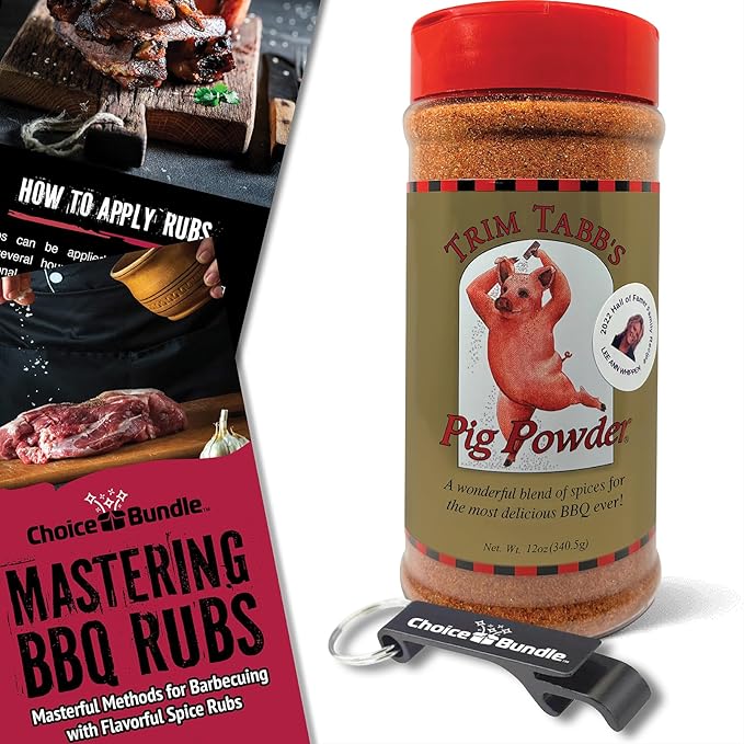 Trim Tabb’s Pig Powder Premium BBQ Barbecue Rub &amp Seasoning (12 oz) + Guide &amp Bottle Opener (3 Items)!
