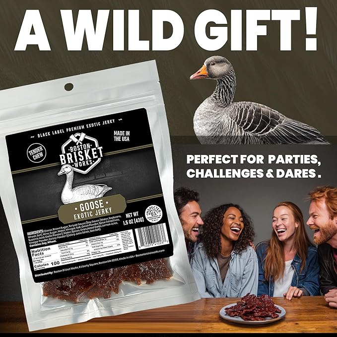 GOOSE JERKY - Premium Waterfowl Meat - Wild Game Bird Snack - Unique Hunter Gift for Dad Grandpa - Exotic Meat Lover Present