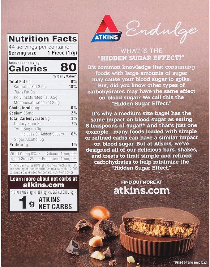 Atkins Endulge Peanut Butter Cups Pack 26.4 Ounce (Pack of 44)