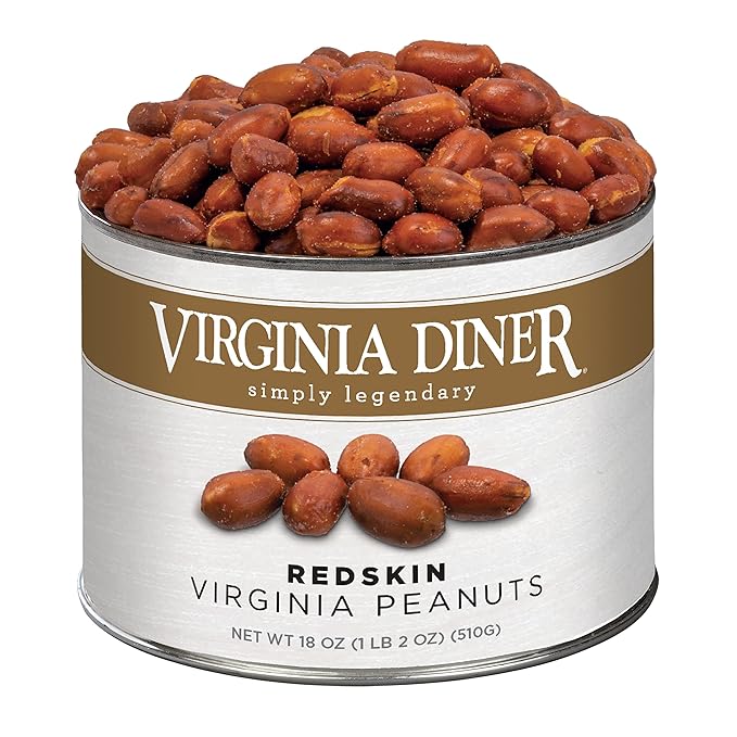 Virginia Diner Blister Roasted Salted XL Red Skin Virginia Peanuts Gourmet All Natural Non GMO 18 oz Can