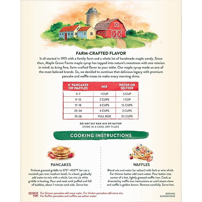 Maple Grove Farms Complete All Natural Pancake &amp Waffle Mix 24 Ounce (Pack of 6)