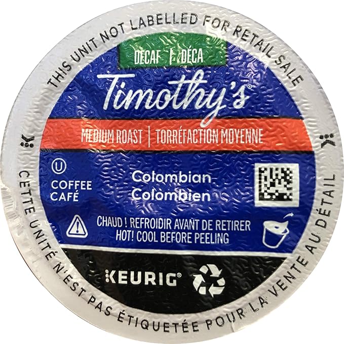 Timothy's Decaf Colombian Single Serve Cups for Keurig Brewers 50 count (Packaging May Vary)