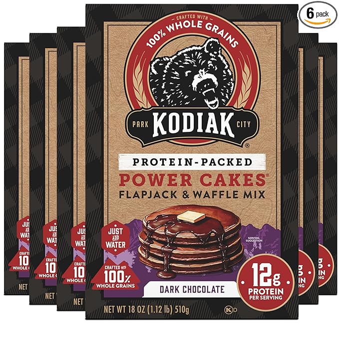 Kodiak Cakes Protein Pancake Power Cakes Flapjack and Waffle Baking Mix Dark Chocolate 18 Ounce (Pack of 6)