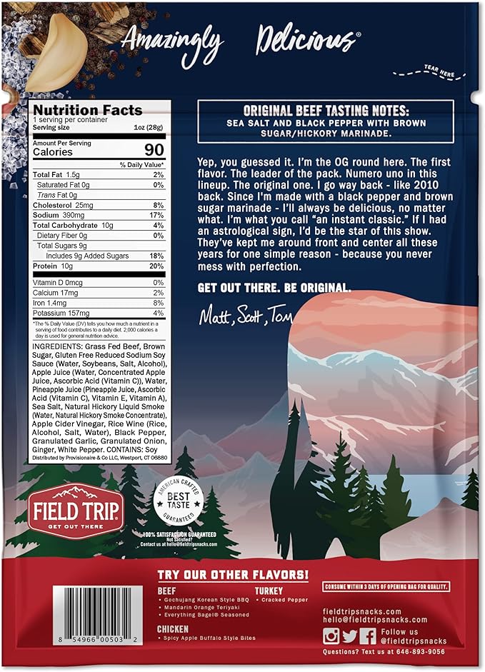 Field Trip Beef Jerky Original 1 Oz Bag 12 Bags/carton