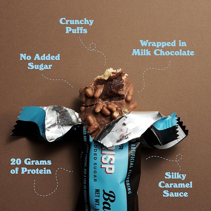 Barebells Cookies &amp Cream Creamy Crisp Bundle - 24 Count 20g High Protein Treats - Chocolate Nutrition Bar with 1g Total Sugars - On-The-Go Breakfast or Post-Workout