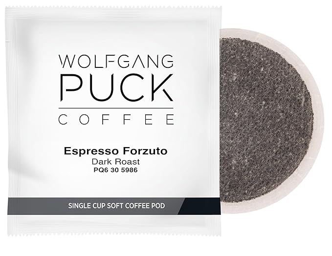 Wolfgang Puck Coffee Espresso Forzuto 9.5 Gram Soft Pods 18-Count (Pack of 3)