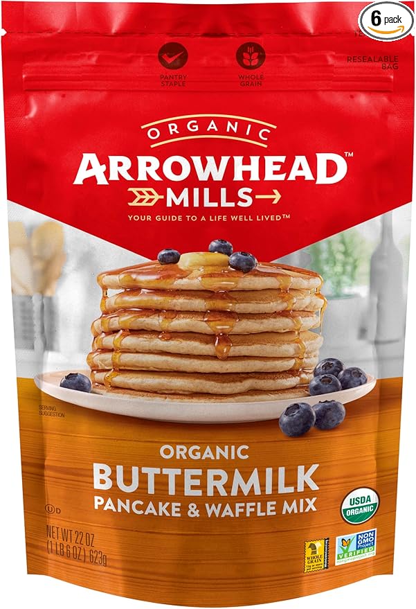 Arrowhead Mills Buttermilk Pancake &amp Waffle Mix 22 Ounce (Pack of 6)