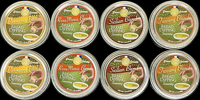 Dean Jacob's Bread Dipping Collection Italian Seasoning Blends 4 Tins Powder Form 4 Ounce 2-Pack