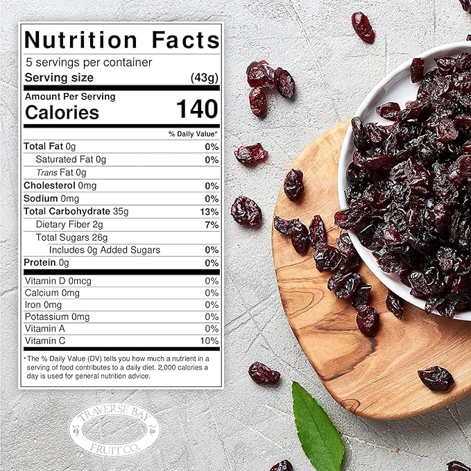 Dried Tart Montmorency Cherries Traverse Bay Fruit Co. 3 oz Bags (6-Pack) With Galley Grove Sugar-Free Breath Mints