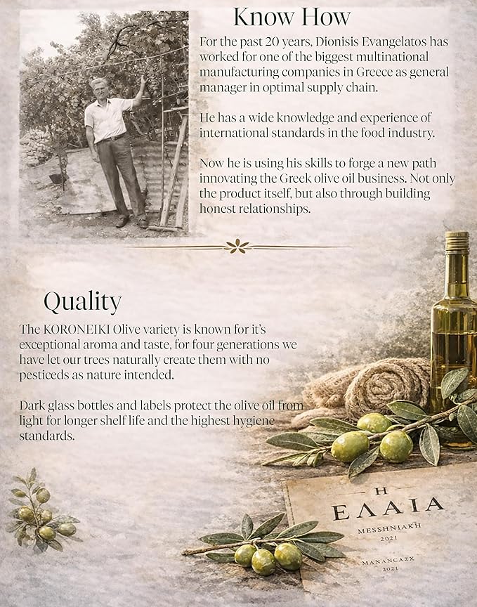 Threpsi Organic Extra Virgin Olive Oil | Extracted Cold | 100% Koroneiki Olives | Grown by Small Family Farmers near Kalamata