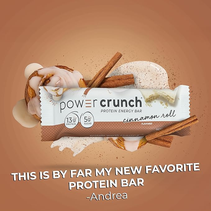 Power Crunch Protein Wafer Bars High Protein Snacks with Delicious Taste Cinnamon Roll 1.4 Ounce (12 Count)