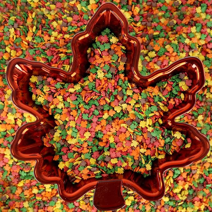 Thanksgiving Sprinkles - 1.7 Pounds - Fall Leaf Sprinkles for Baking - Autumn Leaf Shapes - Toppings for Cupcakes Cookies Cake Decorating