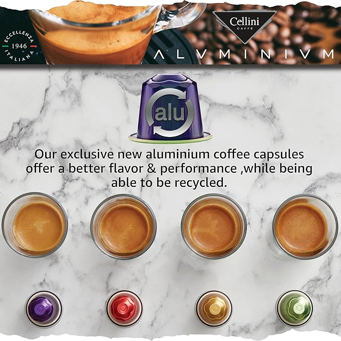 Cellini Caffè Decaffeinato Aluminum Nespresso Pods 120 Count Medium Roast Coffee Capsules 100% Nespresso Original Machine Compatible