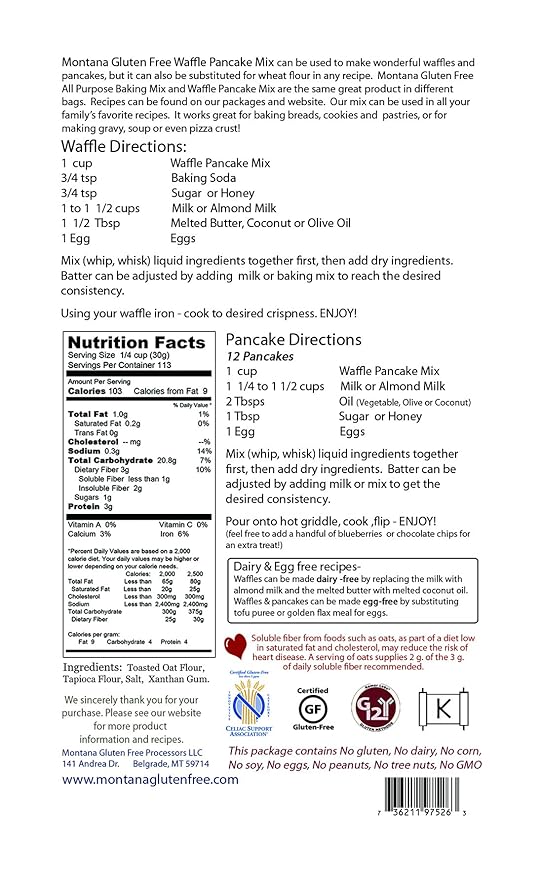 Gluten Free Pancake Mix - Waffle Mix ~ 7 1/2 Pound Bag