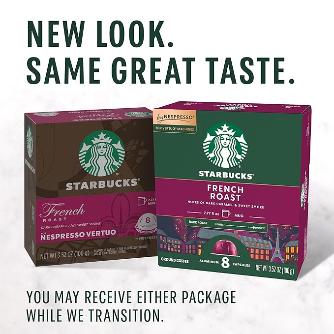 Starbucks by Nespresso Vertuo French Roast Dark Roast Coffee 32-count Coffee Pods Brews 7.8 oz.