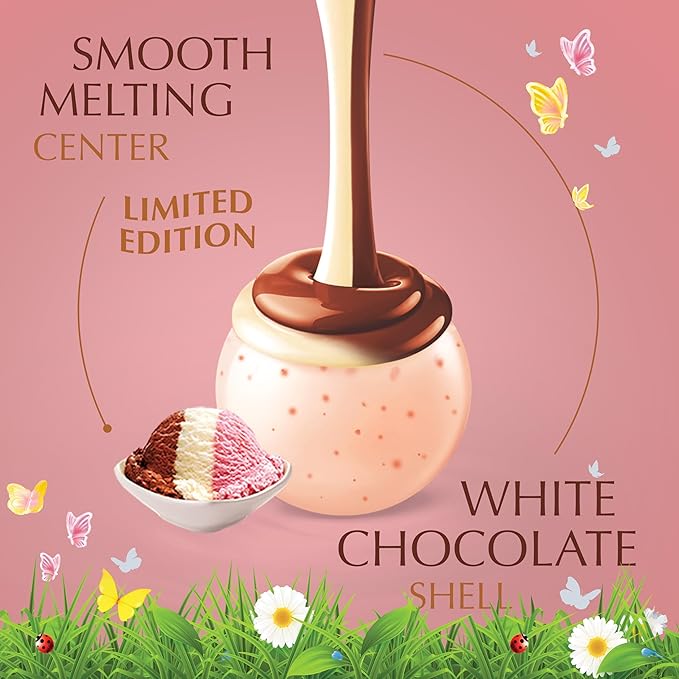 Lindt LINDOR Spring Neapolitan White Chocolate Truffles Chocolates with Smooth Melting Truffle Center 19 Oz Bag