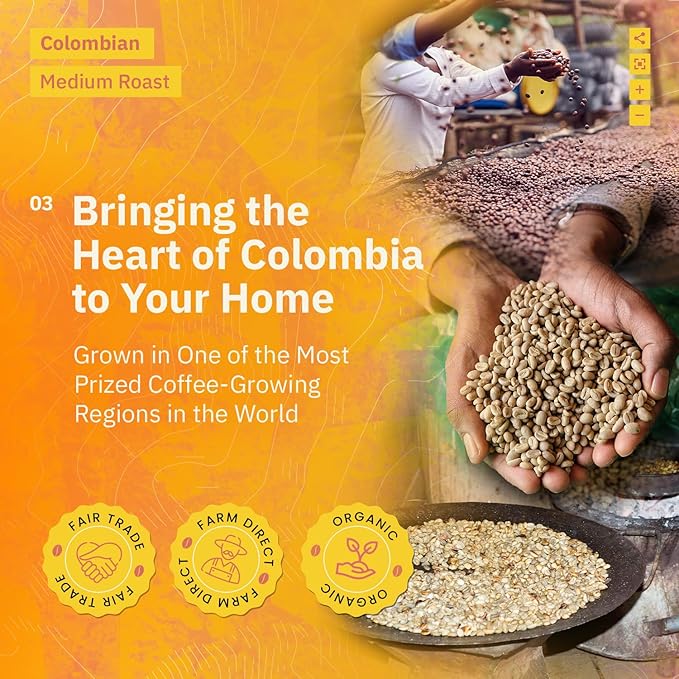 Colombian Medellín Coffee Beans - Single Origin Medium Roast Coffee Beans Freshly Roasted To Order Organic Drip Grind Coffee Specialty Grade Fair Trade and Non-GMO - 1LB