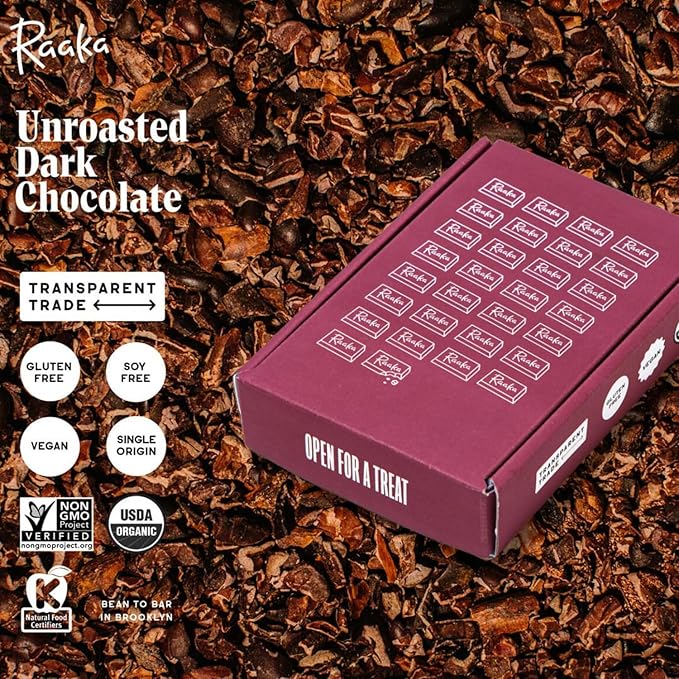 Raaka Oat Milk Chocolate Gift Box | 58% Cacao Vegan Milk Chocolate | Organic Vegan Gluten Free | Box of 30 Individually Wrapped Chocolates