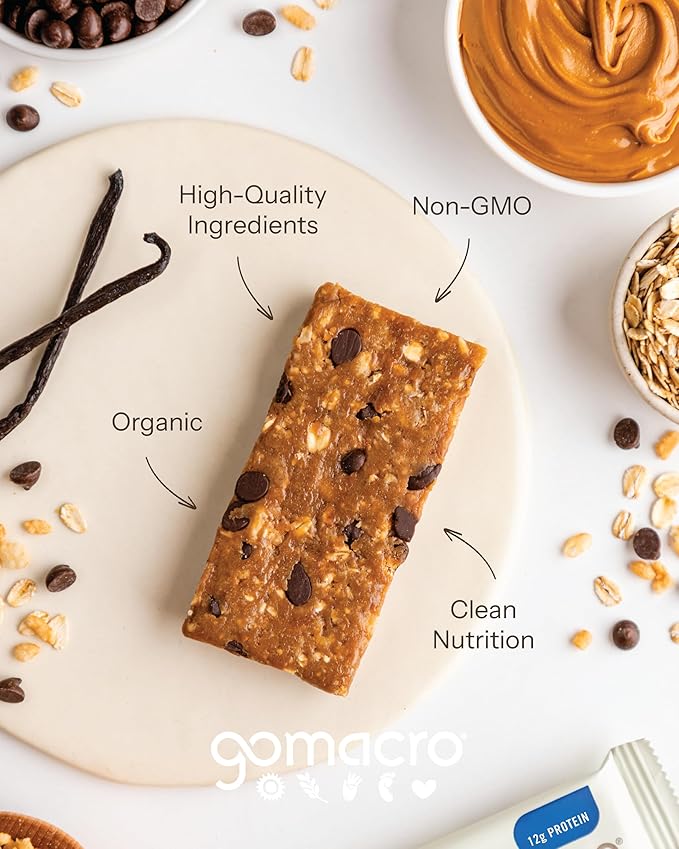 Gomacro Nutrition Bar Oatmeal Chocolate Chip Organic 12 Count 2.3 Ounce