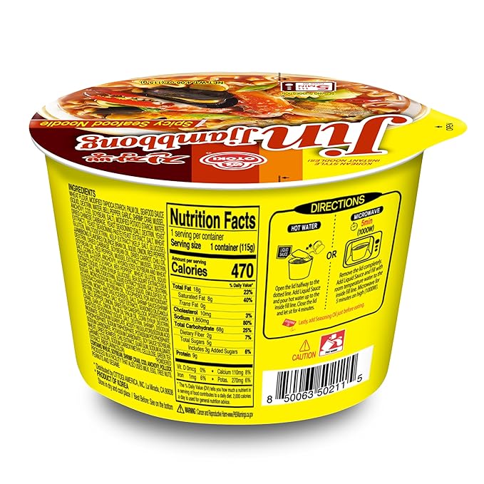 OTOKI Jin Jjambbong Cup Ramen Bowl 6 x 115g – Spicy Seafood Noodle Soup with Restaurant-Quality Noodles and Bold Rich Broth